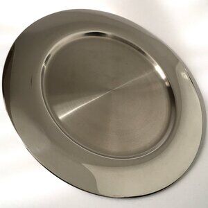 Set of Two (2) Crate & Barrel Stainless Steel Charger Service Plates Tableware